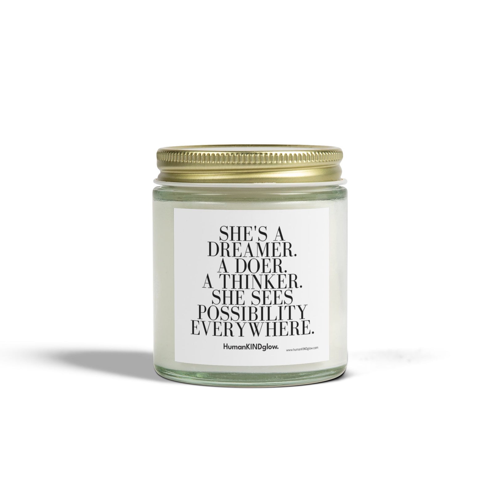 Empowering Scented Candle - "She's a Dreamer" - Coconut Apricot Wax (4oz, 9oz) - HumanKINDglow