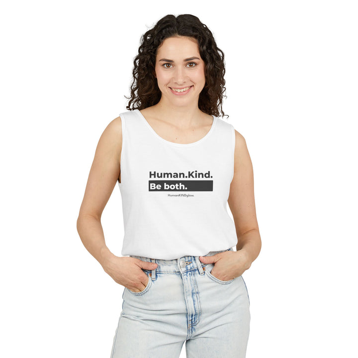 Inspirational Message Tank Top - Human. Kind. Be both.