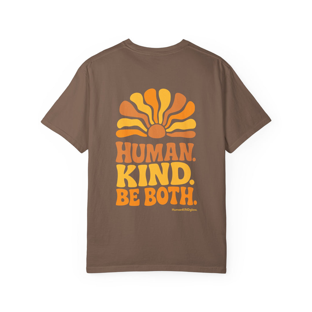 Human. Kind. Be Both. T-Shirt — Retro Sunrise Graphic Tee