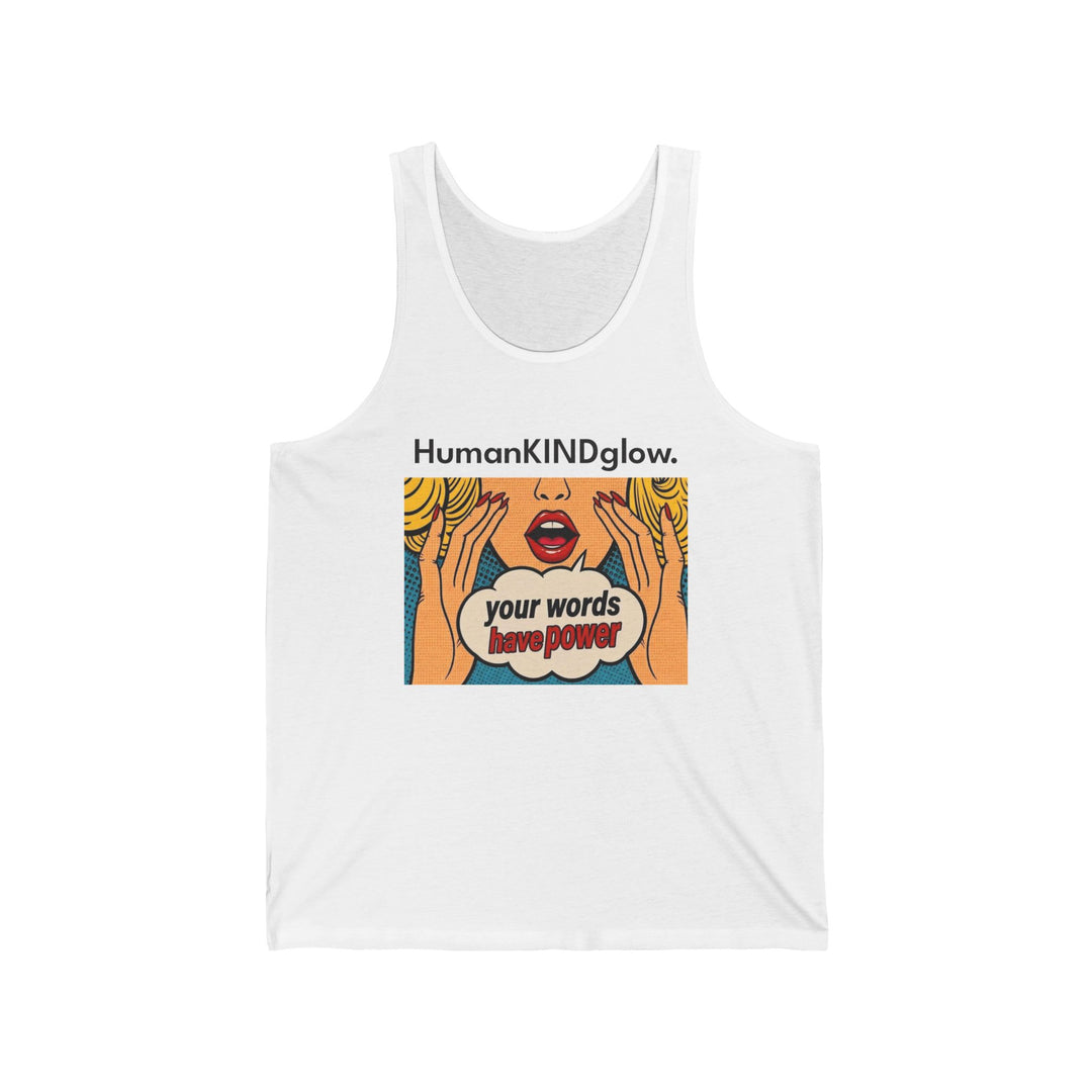 HumanKINDglow "Your Words Have Power" Tank Top - Retro Pop Art Inspirational Vest